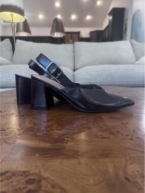 Old Navy brown Patent Slingback Pointed Toe Block Heel Pumps